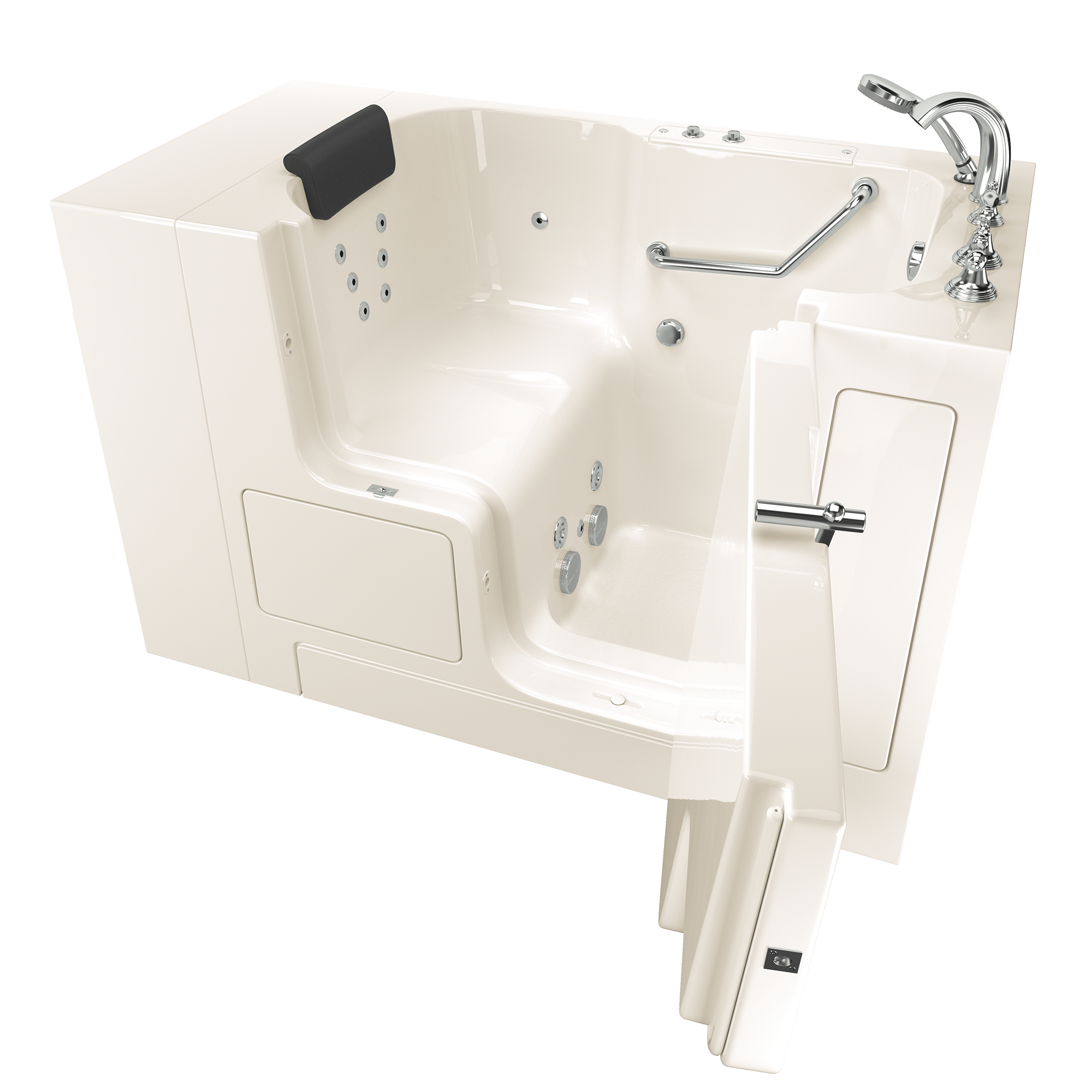 Gelcoat Premium Series 32 x 52  Inch Walk in Tub With Whirlpool System   Right Hand Drain With Faucet WIB LINEN